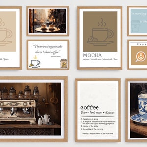 coffee bar gallery wall set of 9 coffee wall art printable coffee art coffee lover gift digital download coffee definition espresso poster