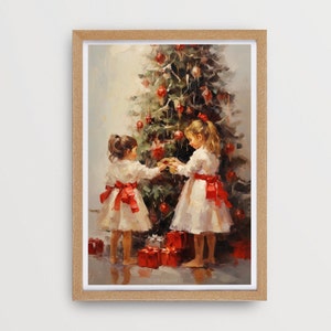 Christmas Window Decoration in Red with Wood | Large Canvas Art Print | Great Big Canvas