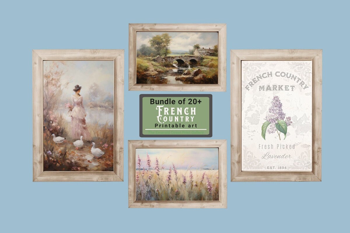 French Country Gallery Wall Art Set of 20 Vintage Art Prints Set ...