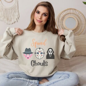 Squad Ghouls Halloween Sweatshirt | Women&#39;s Halloween Sweatshirt | Gifts for Her | Funny Halloween Sweatshirt | Trendy Halloween | Spooky