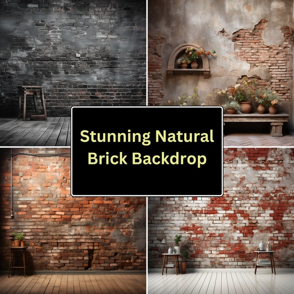 Set of 25 Brick Backdrop Photography Overlays Brick Textured Digital Background Commercial Use