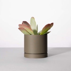 The Grove Planter Pot in Ash - Solid Finish - Custom 3D Printed Pot & Drip Tray