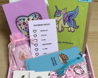 CreatedbyDianne Option Two Selection Box. Gift box full of goodies. Includes keyring, pin, stickers, card, print! Ideal treat