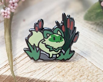 Wilderness Explorer: Cattail Pond Spring Cat Hard Enamel Pin | Cute Gift | Pin Collectors