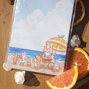 アイスクリーム サマー ビーチ | メモパッド、ノートブック アート | Unyaverse | 猫、ウサギ、ネズミ | アイスキャンディー、夏の雰囲気、海 | 作家の学生へのギフト