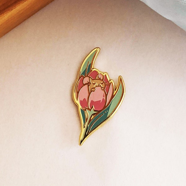 Flower Mice Set: Tulip - Hard Enamel Pin | Gold Plated | Cute Gift | Pin Collectors | Original Art