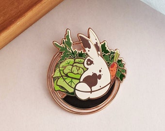 Terrariums: Lettuce and Bunny - Hard Enamel Pin | Rose Gold Plated | Cute Gift | Pin Collectors | Original Art