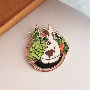 Terrariums: Lettuce and Bunny - Hard Enamel Pin | Rose Gold Plated | Cute Gift | Pin Collectors | Original Art