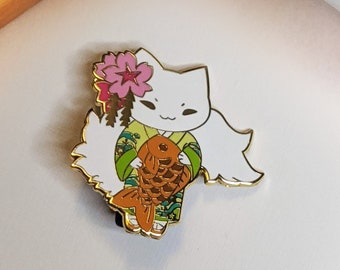 Anime NYC Pin Bazaar 2023: Taiyaki Cat in a Kimono | Neko | Collectible Enamel Pin | Limited Edition (No Restocks)