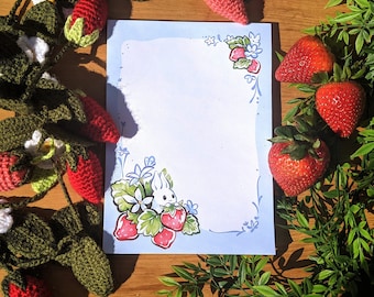 Strawberry Bunny Summer | Memo pad, Notepad | rabbit | cute, sweet, innocent, fruity fun | gift for animal lovers, rabbit owners