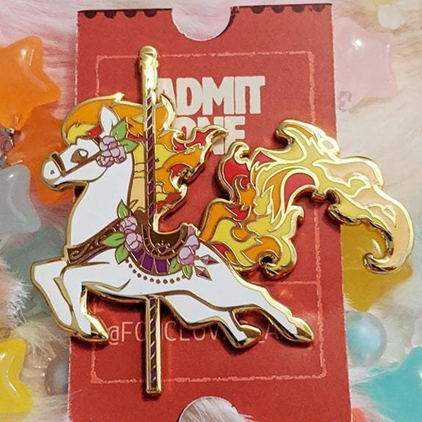 Carnaval-set: vuurponycarrousel - harde emaille pin | Verguld | Leuk cadeau | Speldenverzamelaars | Reversspeld