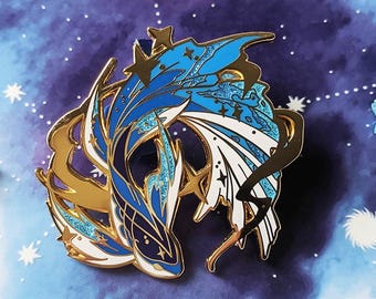 Celestial Constellations - Pisces Fish - Hard Enamel Pin | Gold Plated | Cute Gift | Pin Collectors | Original Art