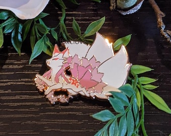 Foxes for All Seasons: Spring - Cherry Blossom Sakura - Rose Gold Enamel Pin