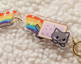 Poptart Cat Keychain | Noodle Keychain | Keychain strand | Rainbow Cat | fidget toy | fun cat