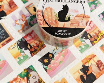 Chat Boulangerie Stamp Washi Tape | scrapbooking material | journaling material