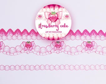 Vintage Strawberry Cake Washi Tape | scrapbooking material | journaling material