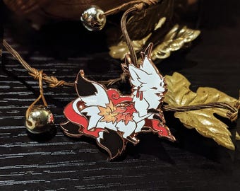 Foxes for All Seasons: Autumn - Shrine and Maple - Gold Enamel Pin