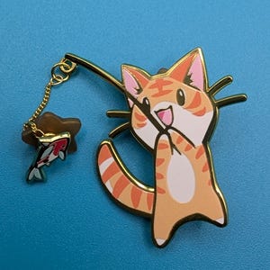 Fishing Cat - Hard Enamel Pin | Gold Plated | Cute Gift | Pin Collectors | Original Art