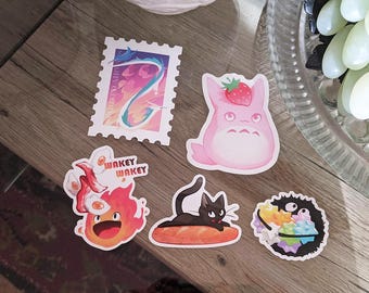 Set de pegatinas de animación japonesa: dragón, fuego y más