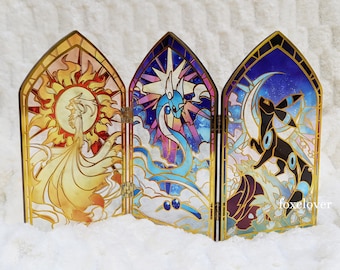 Stained Glass Creatures - Sun, Moon, Stars Acrylic Standee | Household Decor | Gift for Gamers | tarot constellation celestial gold foil