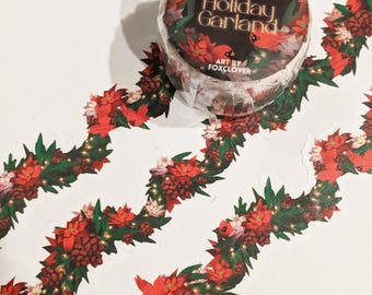 Christmas Garland and Cardinal Washi Tape | scrapbooking material | journaling material