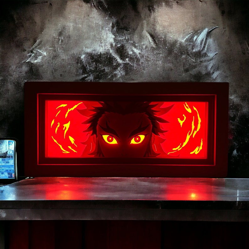 Anime Led Light Box, Kyojuro Rengoku Hoom Box Bedroom Decoration, Night