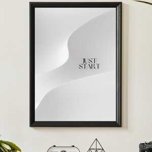 Motivational wall art - Instant download - Printable file - Minimalistic Wave Poster quote JUST START - Housewarming gift