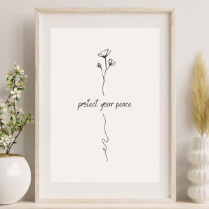 Protégez votre paix - Citation avec affirmation - Décoration murale motivante - Téléchargement numérique instantané