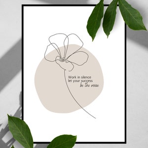 Work in silence - Success - Affirmation quote - Motivational home wall decoration - Instant digital download