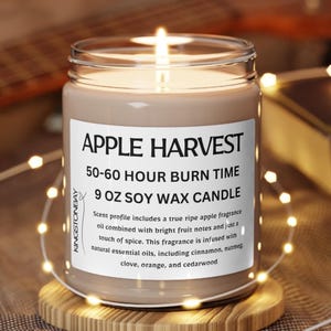 Apple Harvest Scented Soy Candle, 9oz - Hand-poured, Long-lasting, Home Fragrance, Aromatherapy, Fall Decor