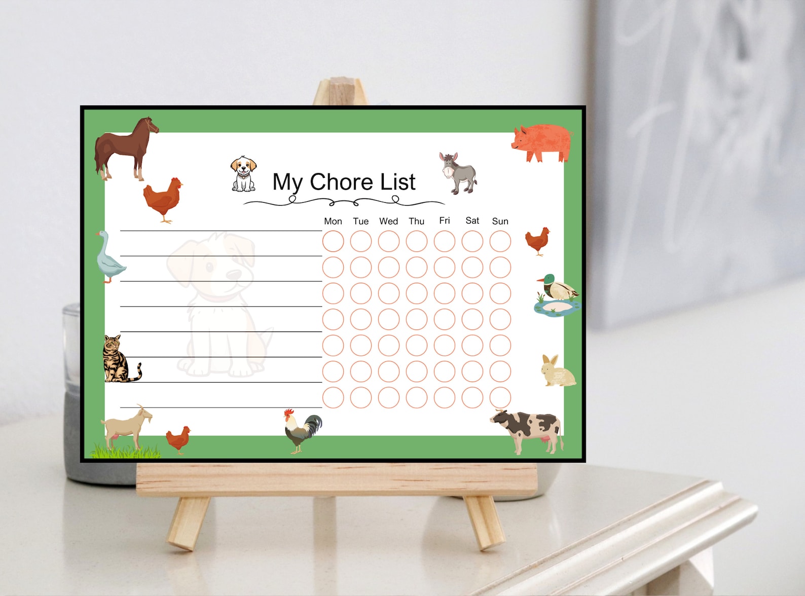 Animal Weekly Chore List, Chore Chart, Kids Chore List, to Do List ...
