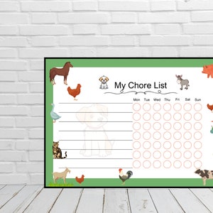 Animal Weekly Chore List, Chore Chart, Kids Chore List, to Do List ...