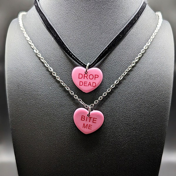 Mean Curse Word Conversation Heart Valentin's Day Resin Cabochon Necklace