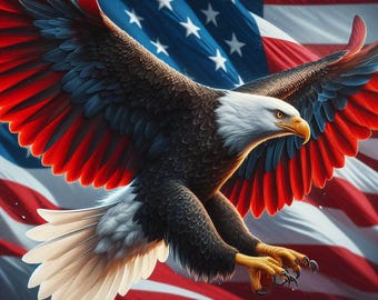 白頭ワシとアメリカ国旗のアート：愛国的なアメリカの装飾（デジタル