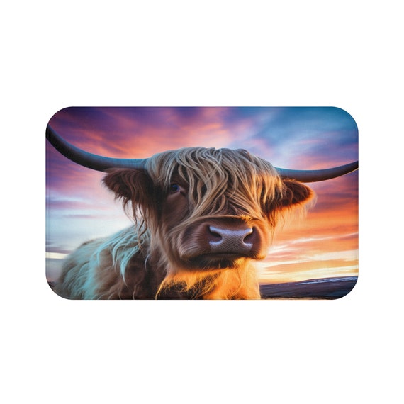 エリアラグ スコティッシュハイランドカウ 滑り止め 洗濯可能 室内装飾 屋内 バスルーム キッチン ロングフロアドアマット フェスティバル パーティー 並行輸入 Percozzi Highland Cattle Tufted Rug バスマット スコットランドのロングホーン ふわふわ 牛 バスルーム  シャワーマット 柔らかさ バスマット 美的フロア カーペット 寝室 ファームハウス ホーム 69.8 cm x 65.8 cm