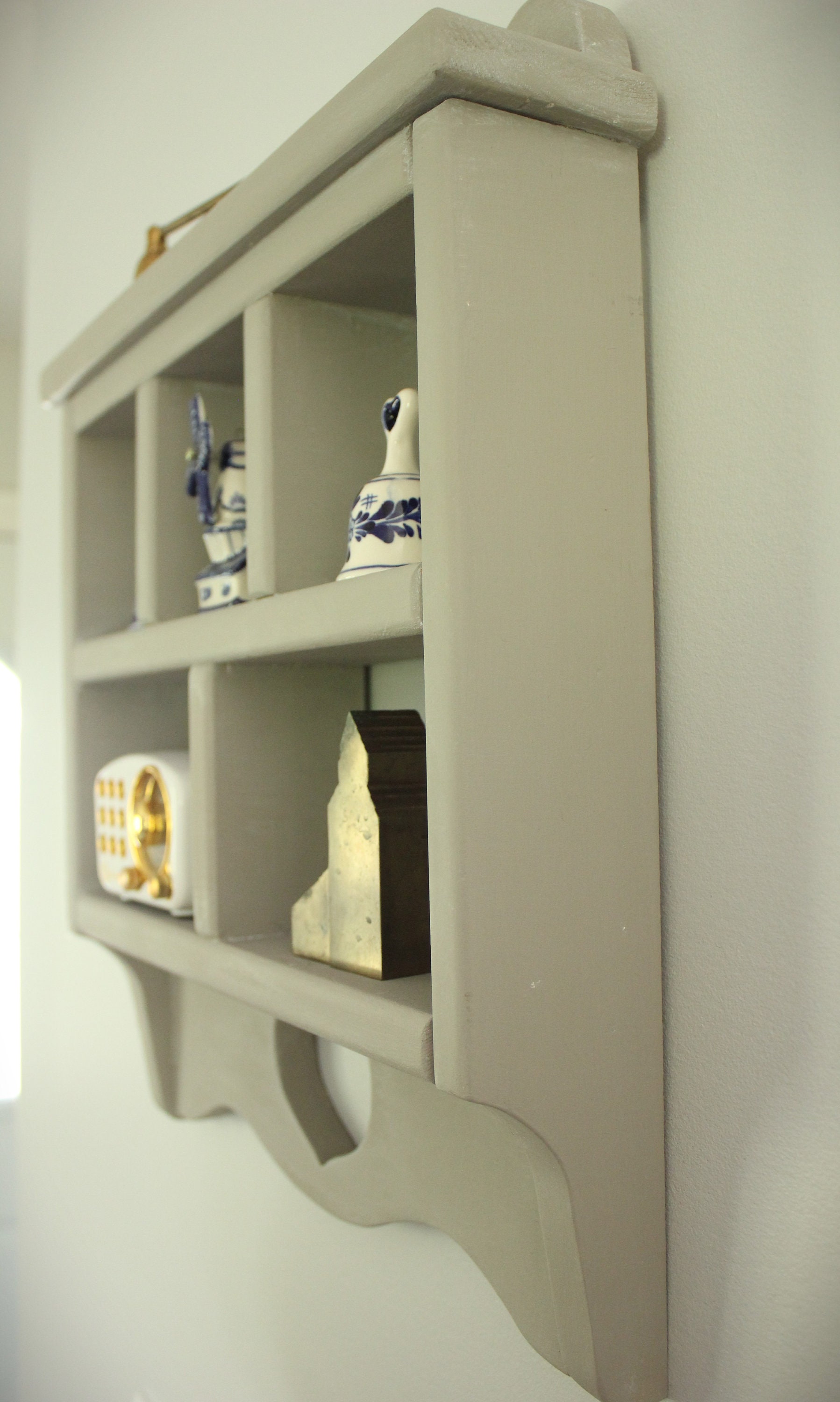 Small Grey Wood Wall Shelf Display Country Home Decor Etsy