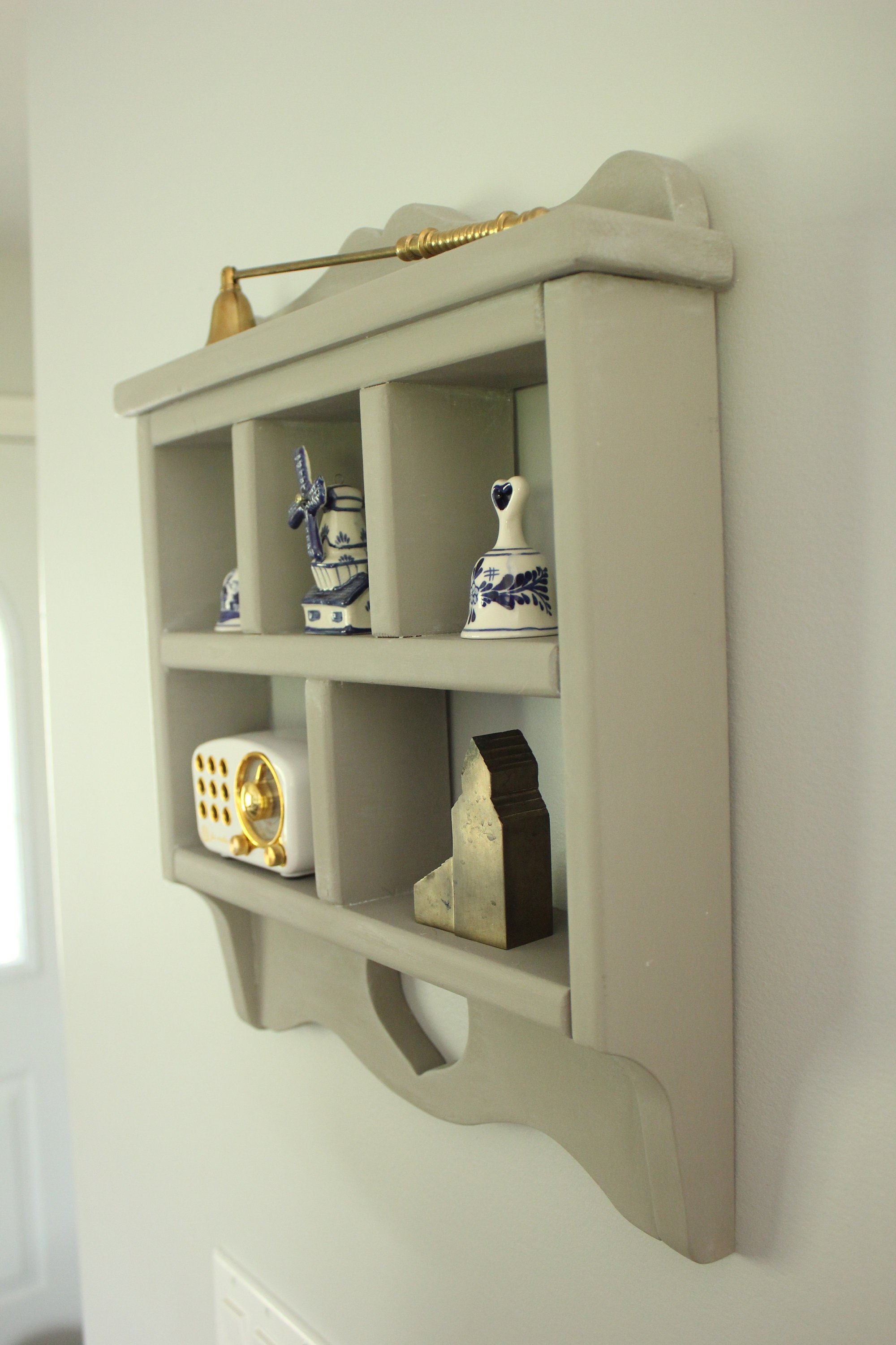 Small Grey Wood Wall Shelf Display Country Home Decor Etsy