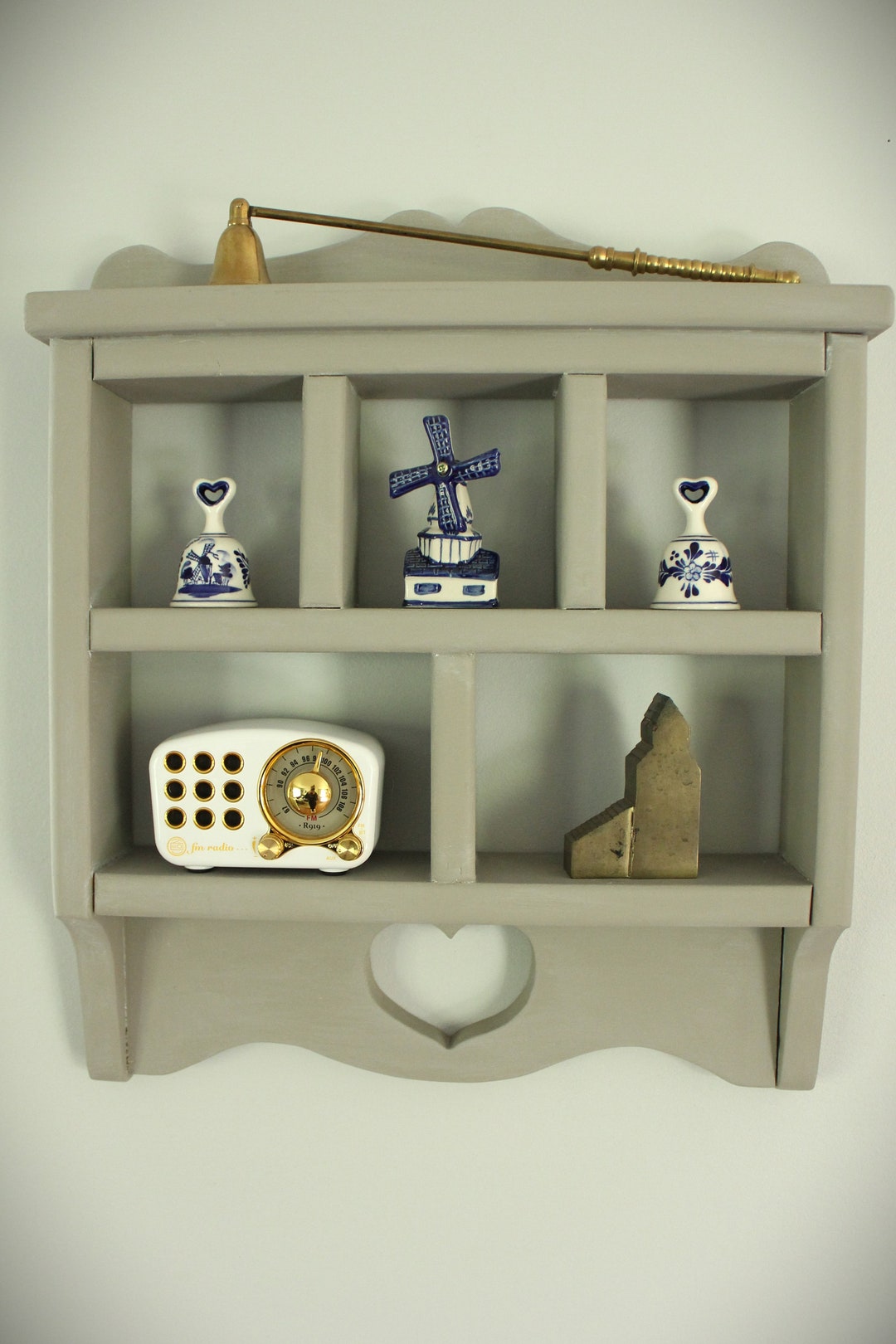 Small Grey Wood Wall Shelf Display Country Home Decor Etsy
