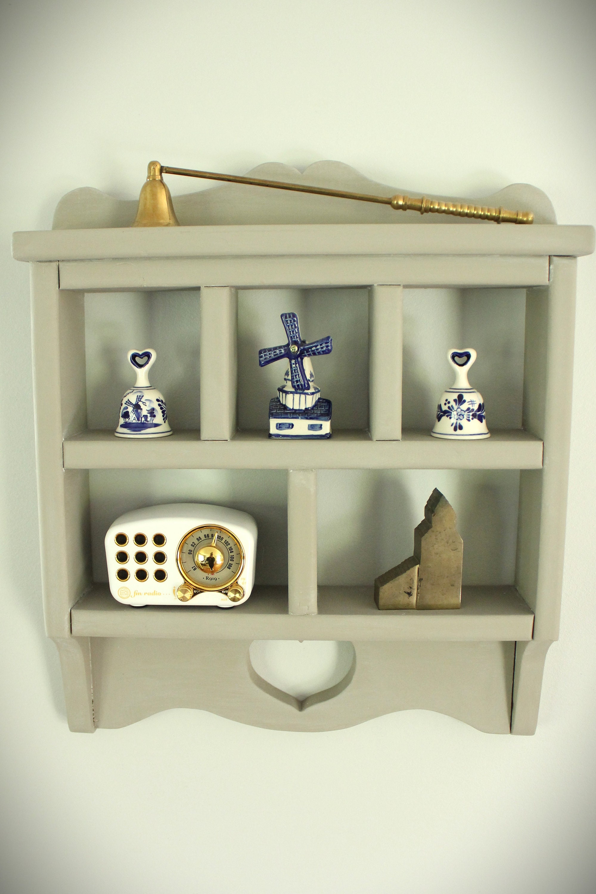 Small Grey Wood Wall Shelf Display Country Home Decor Etsy