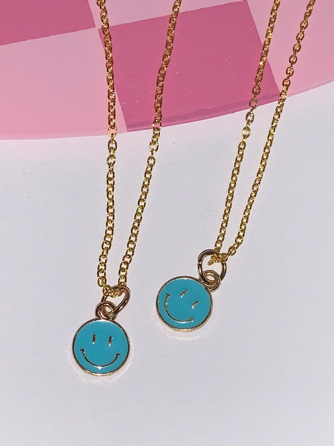 Simley With Chain Smiley Face Necklace | Gold Chain - Etsy