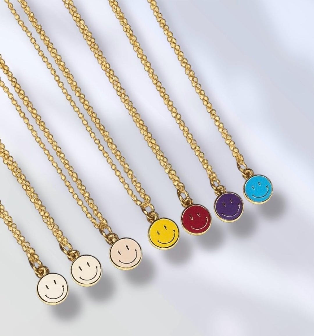 Simley With Chain Smiley Face Necklace | Gold Chain - Etsy
