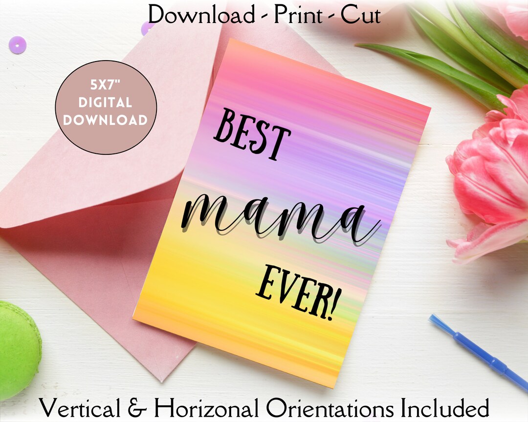 Best Mom Ever Mothers Day Card Printable Mothers Day Card Gift for Mom ...