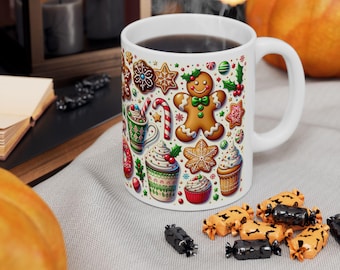 Ceramic Mug - Gingerbread Christmas Coffee Cup, Holiday Tea Mug, Festive Hot Cocoa Mug, Seasonal Drinkware, Christmas Gift Mug