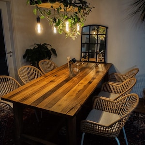 Dining table oak reclaimed wood rustic design country house industrial design