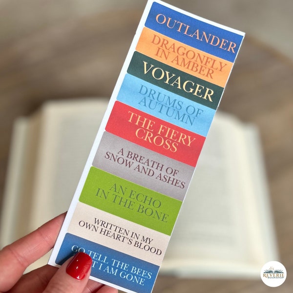 Outlander Series Bookmark | Double Sided 2.5x7 inch | Book Stack Printed on Cardstock | Bookish Gift for Under 5 Dollars