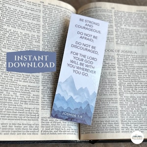 Joshua 1:9 Printable Bookmark – Bible Verse Bookmark Set with 2 Files for Double-Sided or Separate Prints – Great for Gifts & Church Events