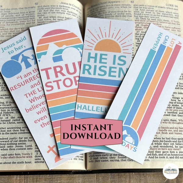 Easter Printable Bookmarks | Paper Bookmarks | PDF Bible Bookmark Set | Perfect for Lent, Easter baskets, or passing out during Holy week.