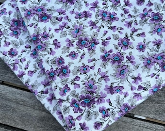1950s Vintage Cotton Fabric: Purple Floral Print, 4 Yards