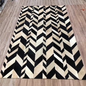 Handmade by New collection leather cowhide patchwork white black tone area rug home Decor gift  design free shipping ZR-37