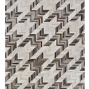 Fait main par la nouvelle collection en cuir de vachette patchwork blanc ton gris tapis décor à la maison cadeau conception livraison gratuite ZR-24